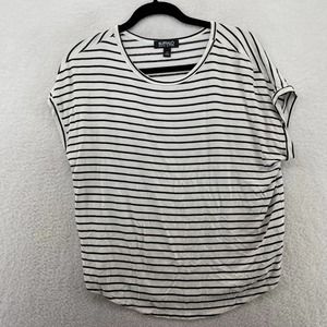 Buffalo David Bitton Womens T-Shirt Size XS White Striped comfort oversized